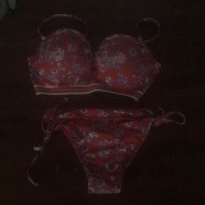 H&M Red Floral Bikini